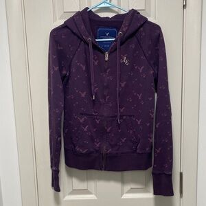 American Eagle Purple Hoodie with Bird Print